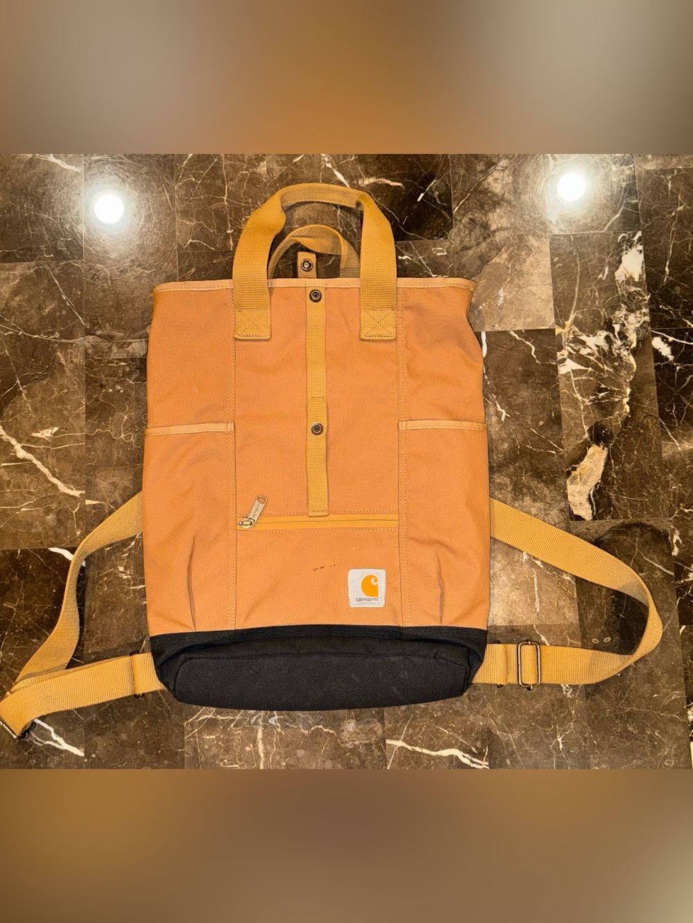 Carhartt Brown Black Convertible Backpack Tote 2-in-1 Laptop Bag Travel Work